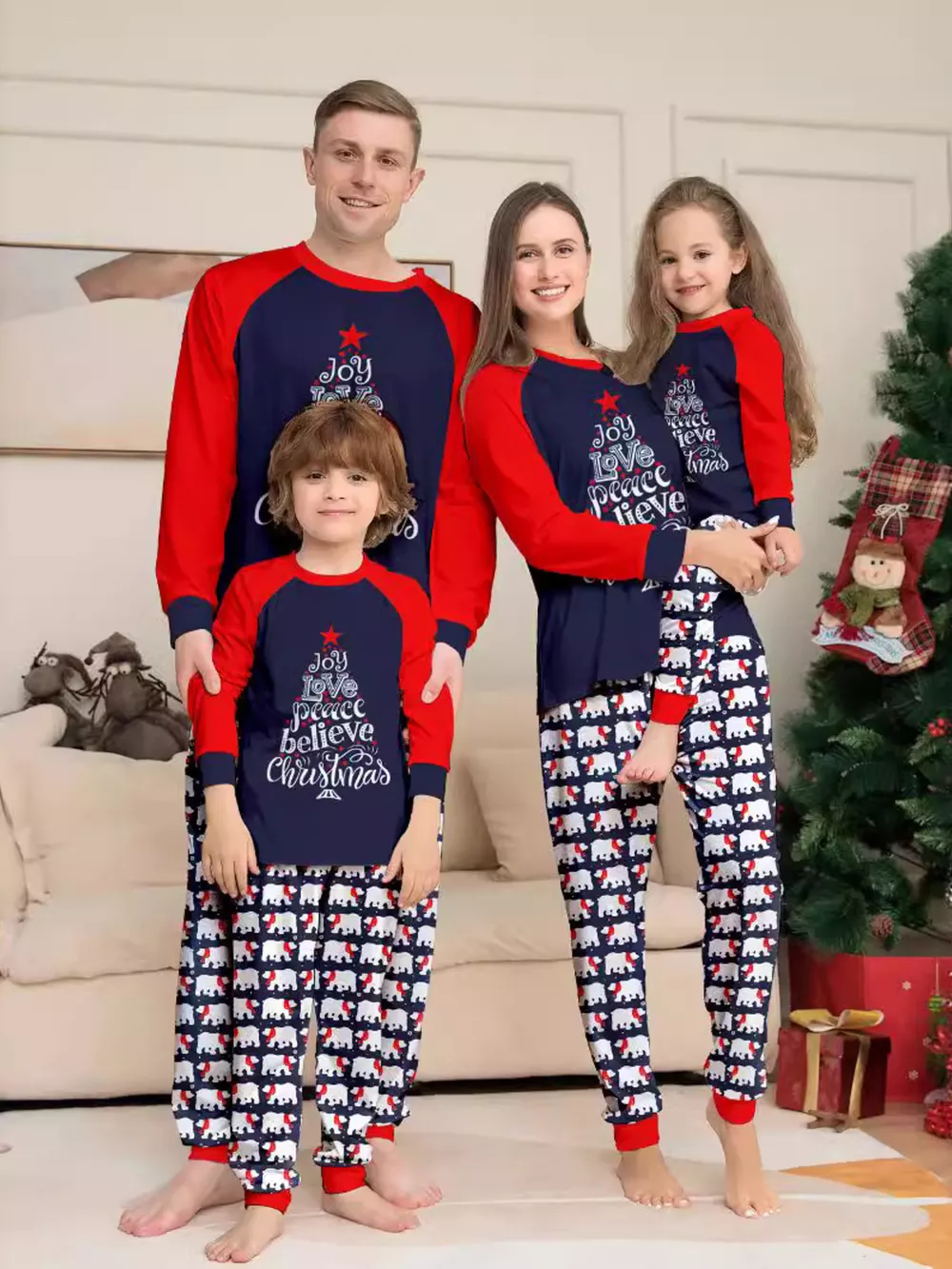 Full Size Matching Family Christmas Pajama Set with Festive Print Plus Size, image 2
