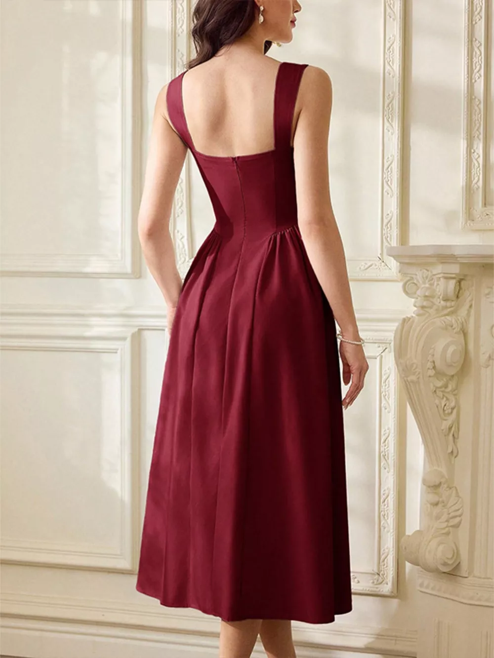 Sweetheart Neckline A-Line Midi Dress, image 4