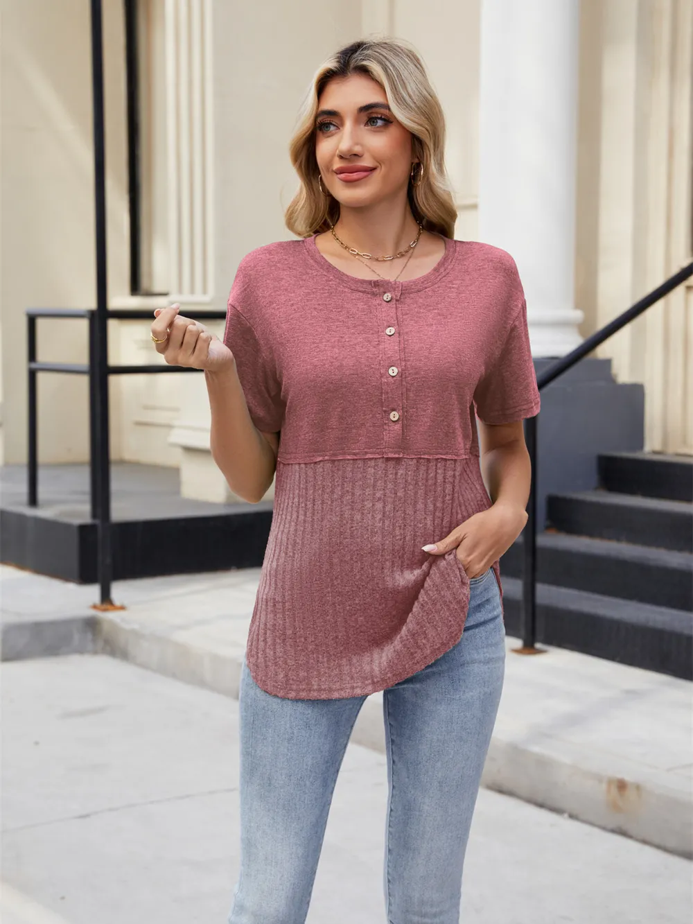 Two-Tone Short Sleeve Top, image 23