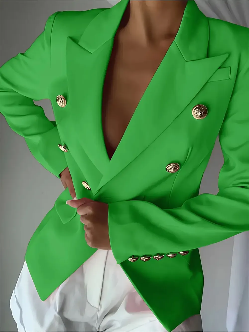 Decor Button Lapel Collar Blazer, image 6
