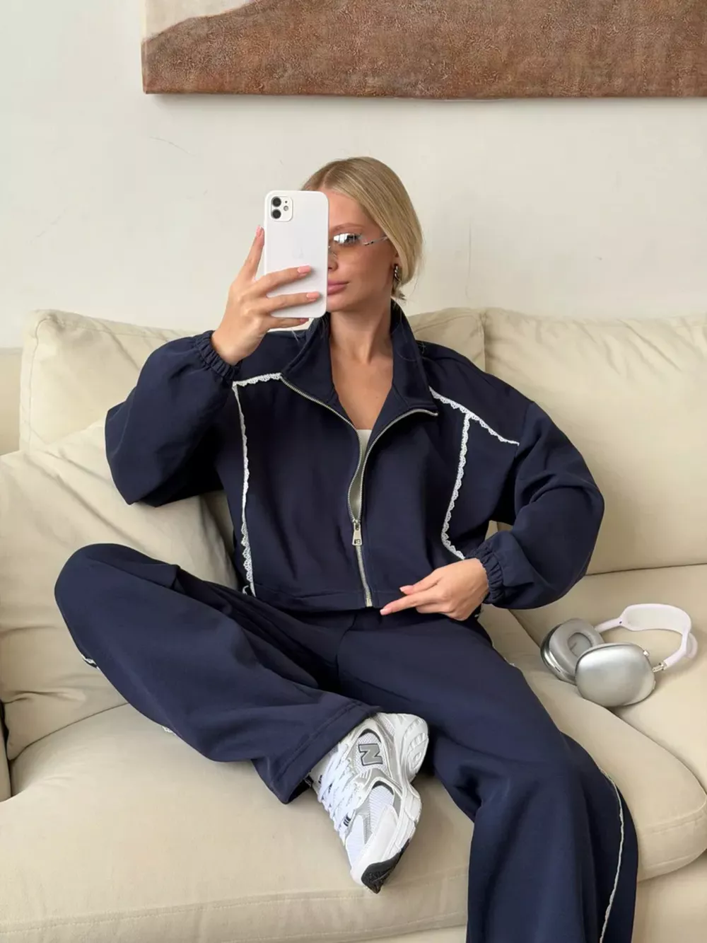 Zip-Up Jacket and Wide-Leg Pants Set, image 8