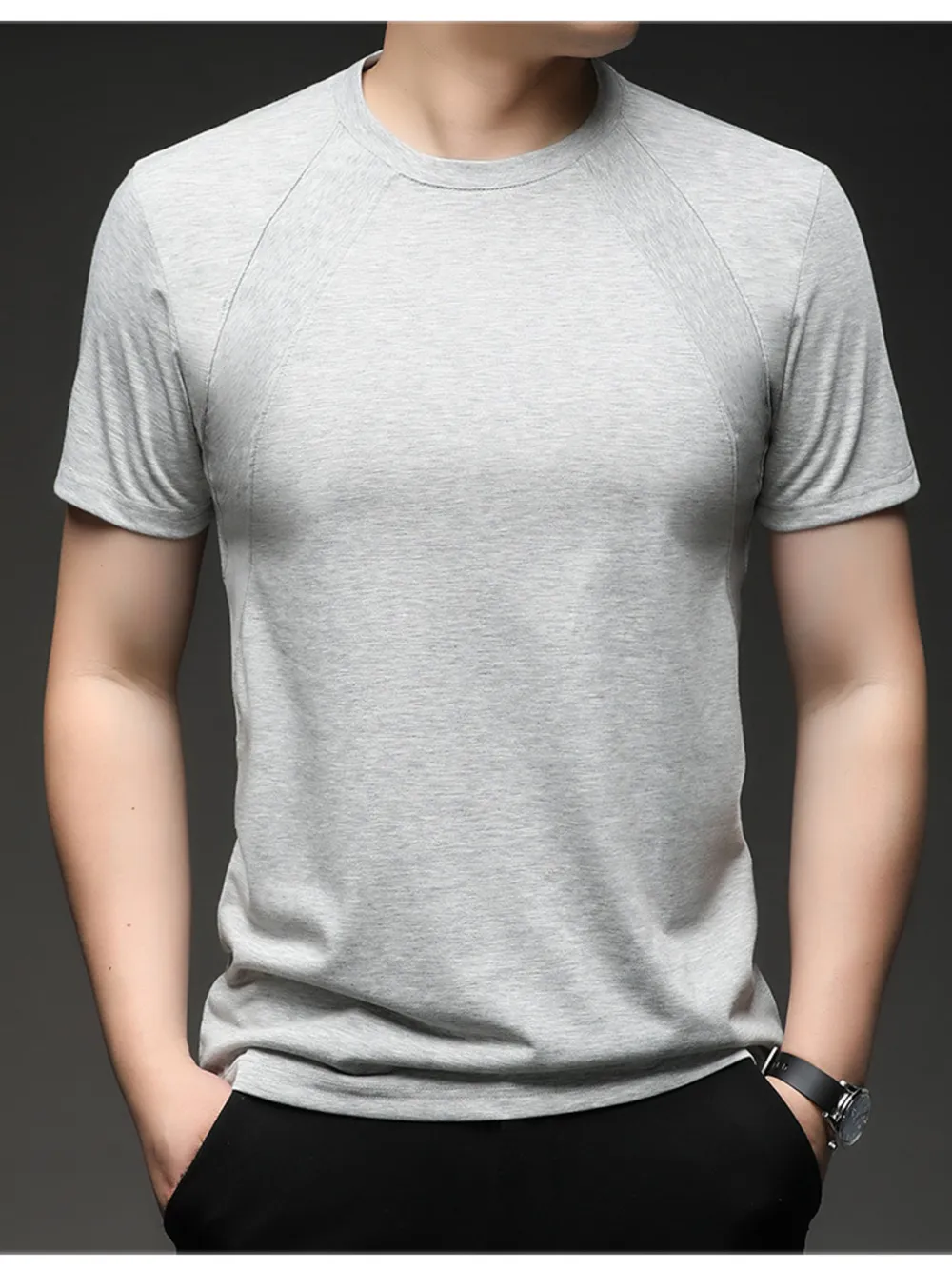 Men's Plus Size Round Neck Short Sleeve T-Shirt, image 4