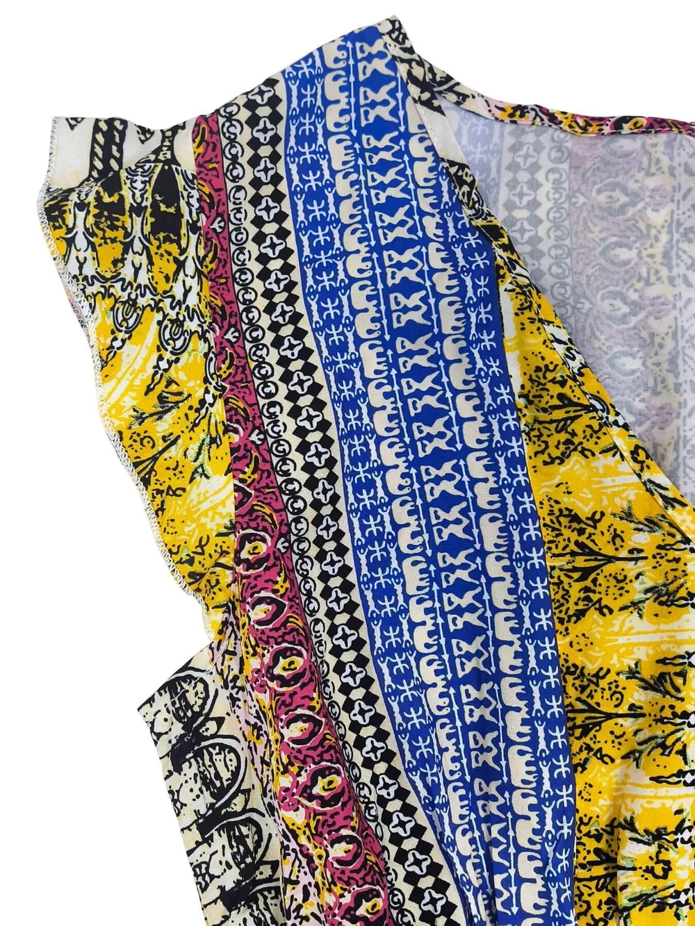 Boho Print Ruffle Sleeve Slit Dress, image 24