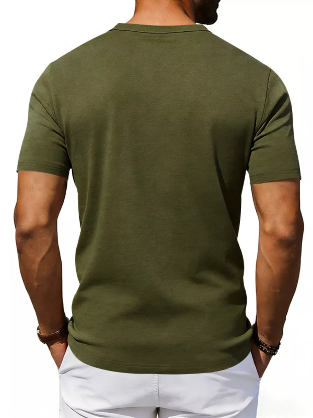 Men's Full Size Casual Henley T-Shirt with Pocket Plus Size, image 3