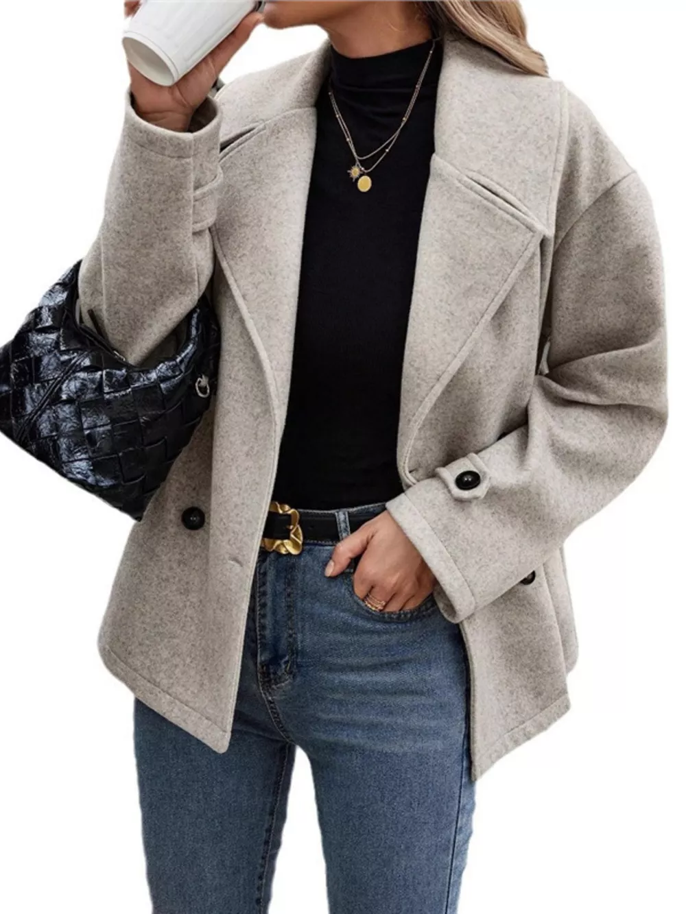 Double-Breasted Wool Blend Casual Jacket, image 4
