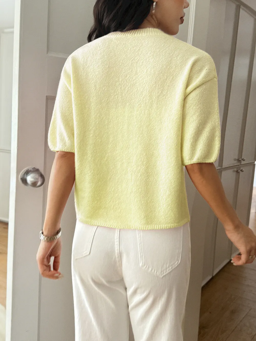 Ribbed Hem Round Neck Sweater, image 10