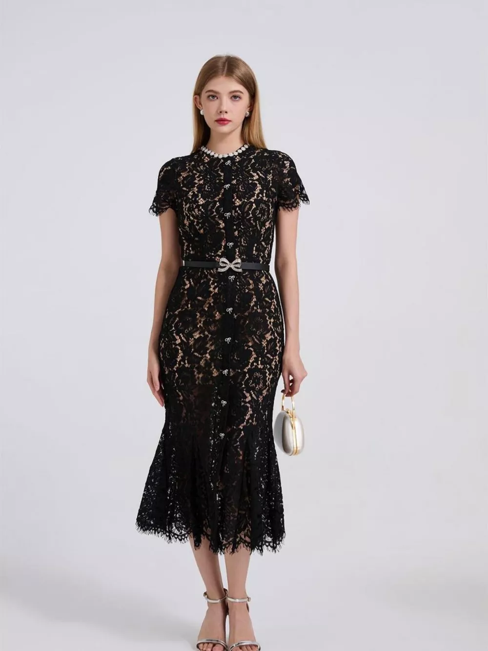 Lace Short Sleeve Mermaid Dress, image 20