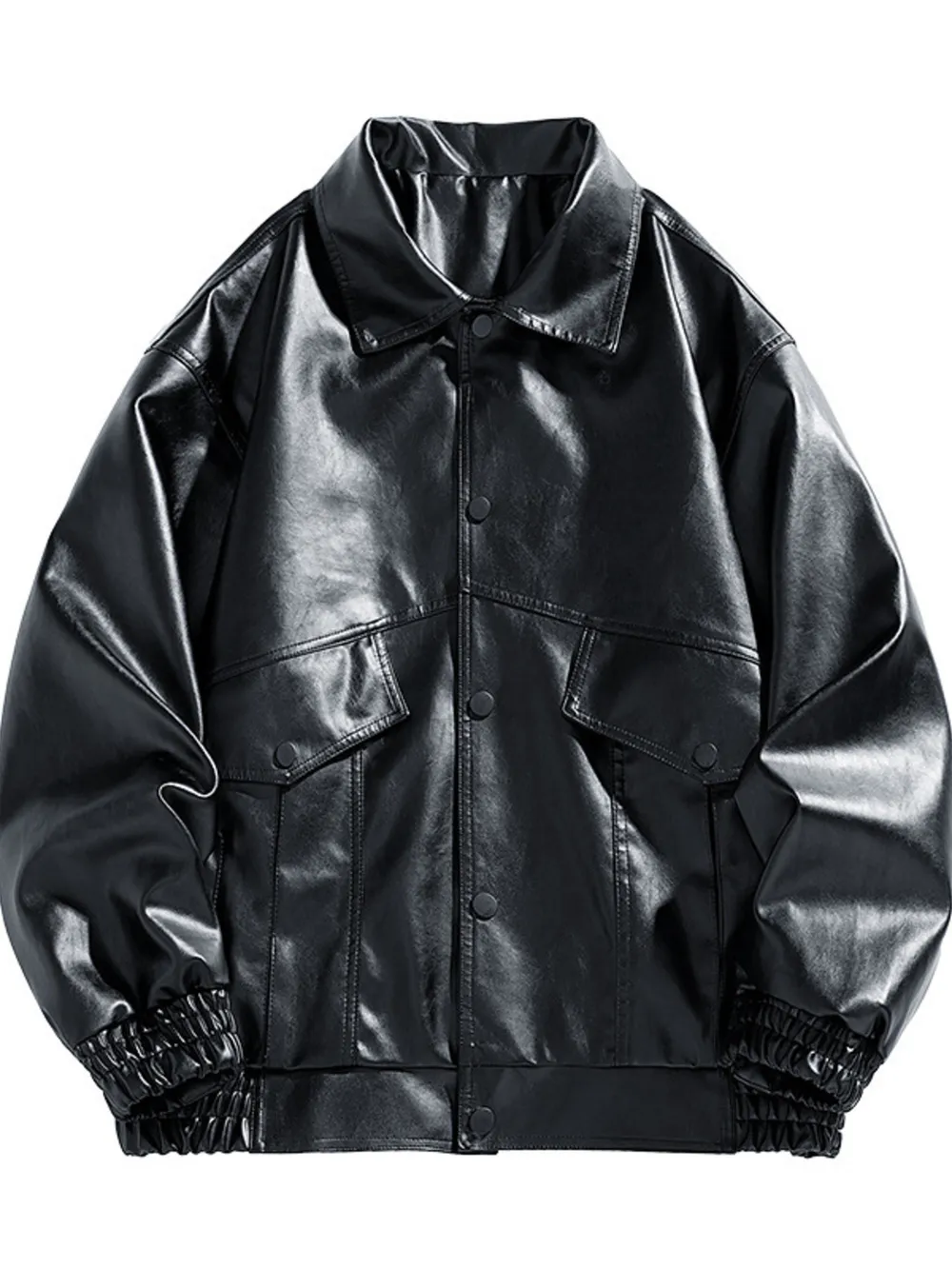 Men's Plus Size Unisex Oversized Faux Leather Bomber Jacket, image 3