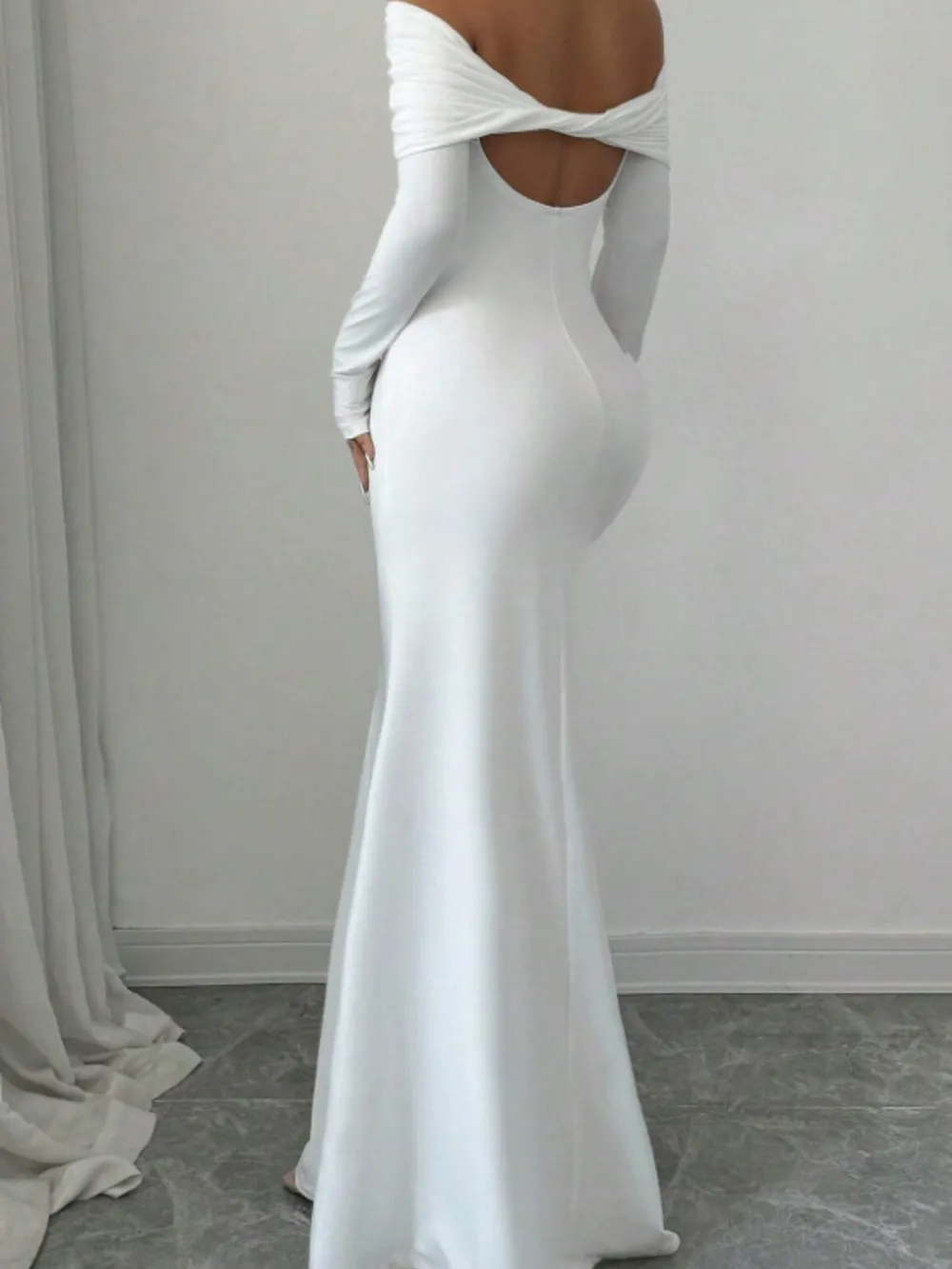 Off-Shoulder Long Sleeve Bodycon Maxi Dress, image 15