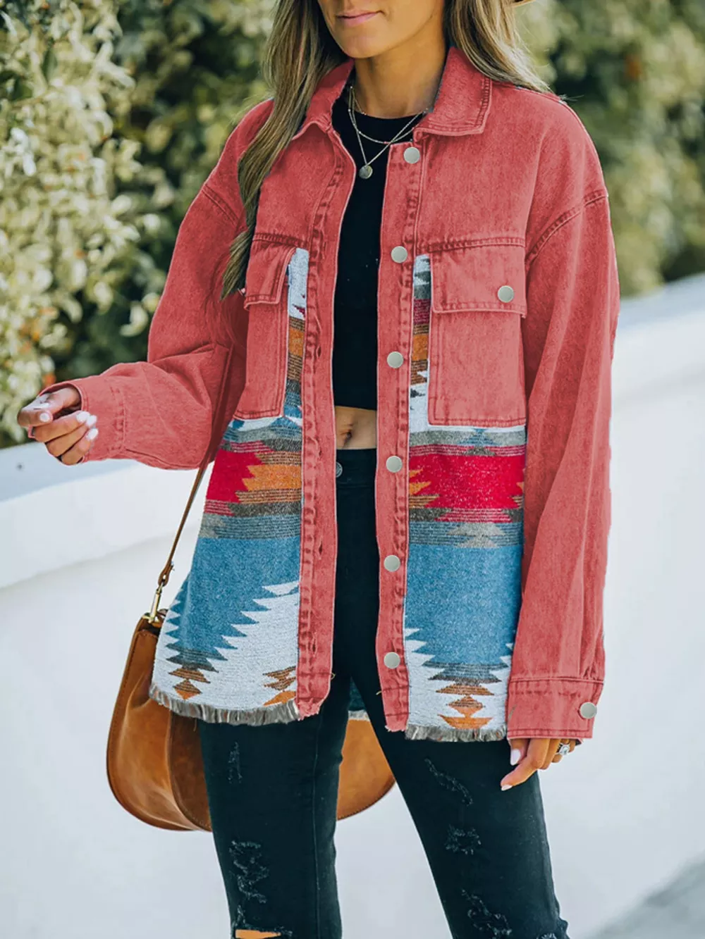 Aztec Print Button Up Jacket, image 2