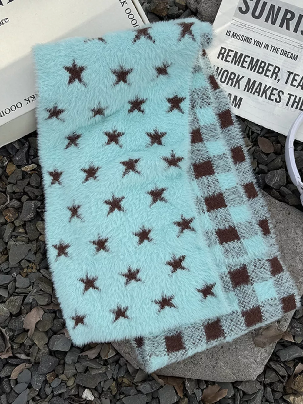 Star Plaid Plush Scarf, image 5