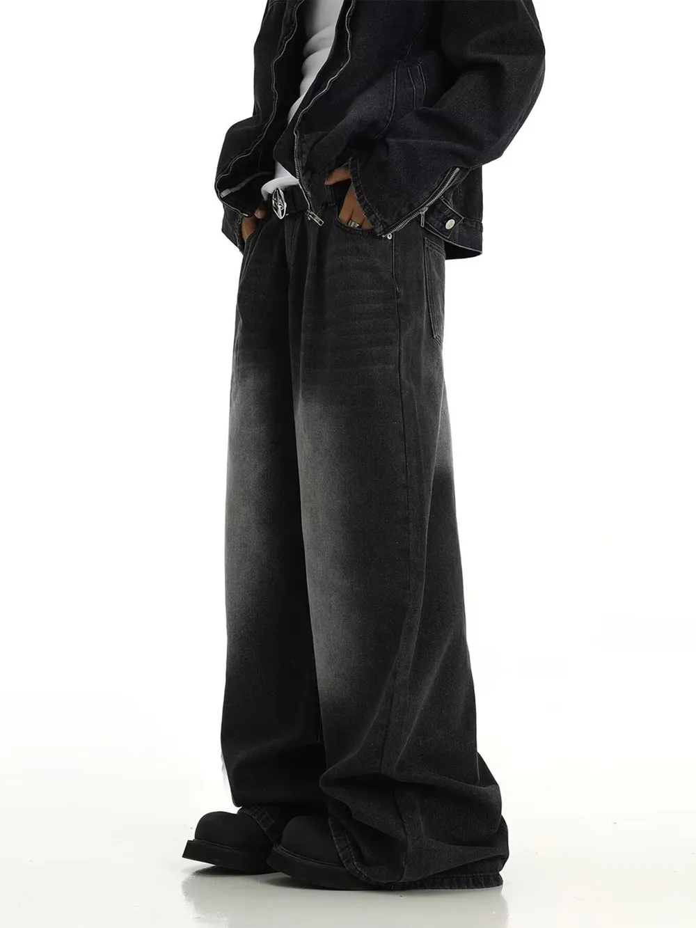 Men's Full Size Wide Leg Wash Jeans Plus Size, image 2