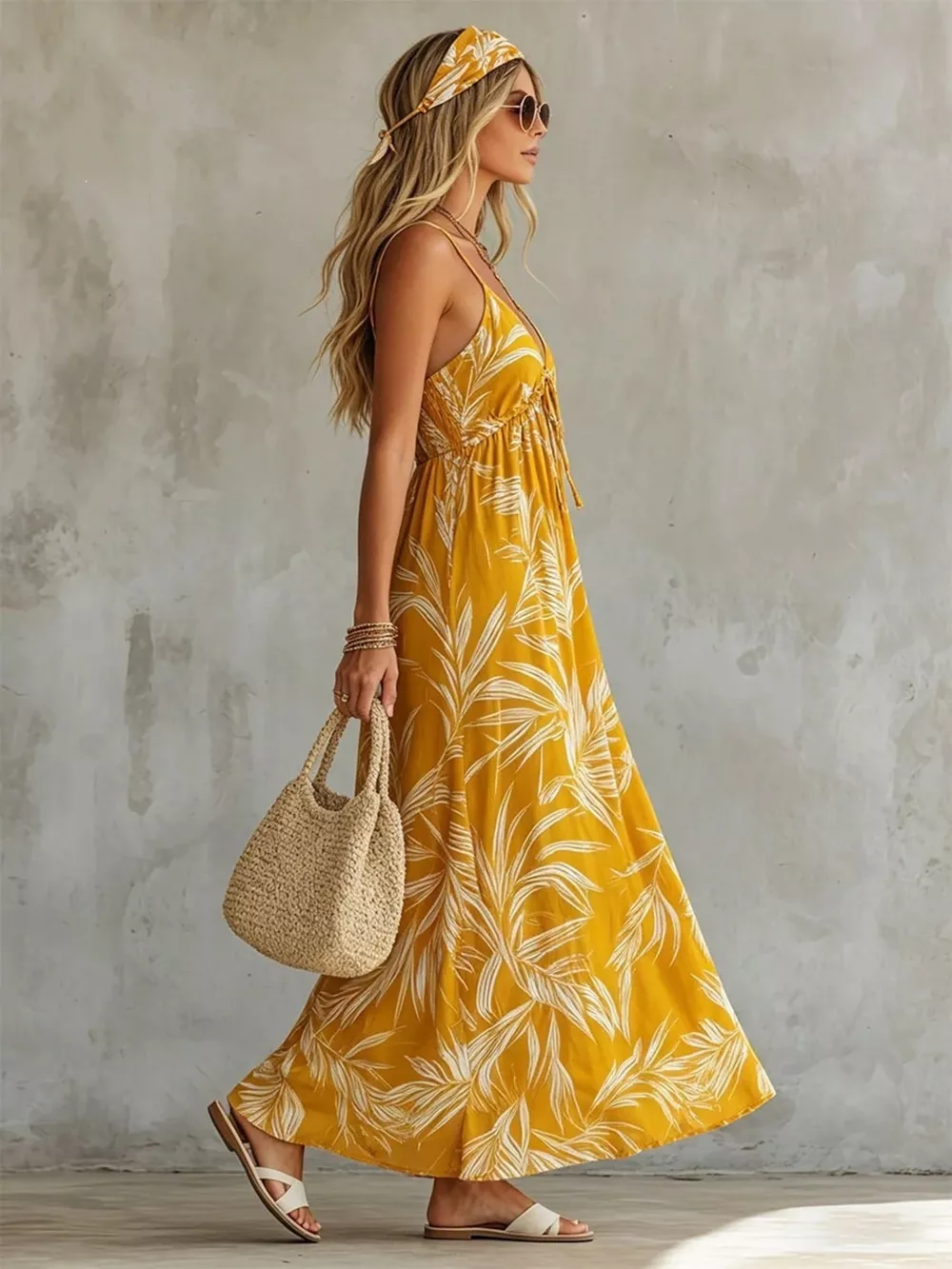 Full Size Printed Spaghetti Strap Maxi Dress Plus Size