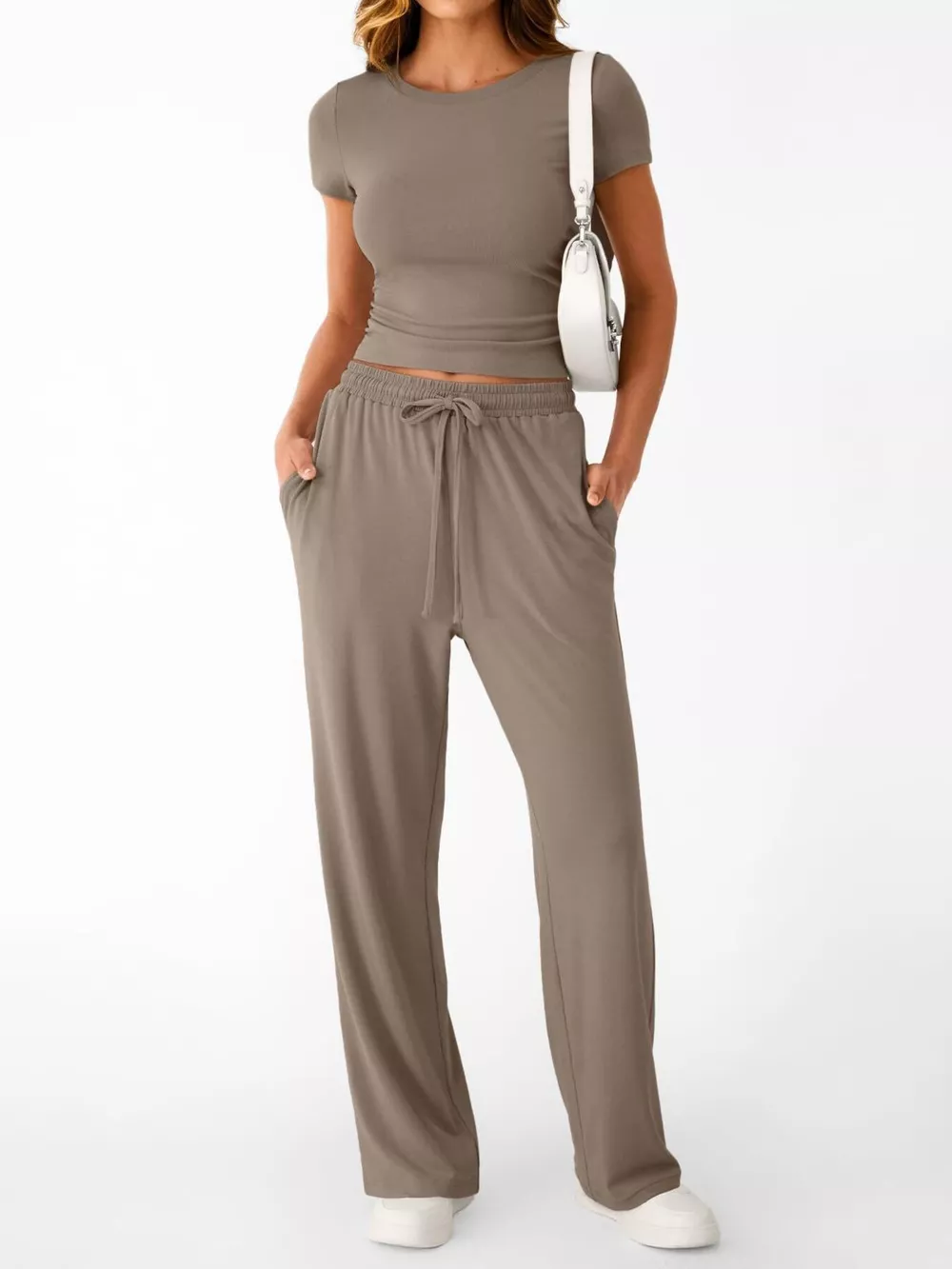 Round Neck Short Sleeve Tee and Pants Set, image 19