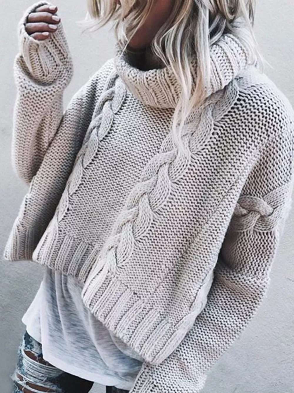 Cable-Knit Turtleneck Sweater, image 6