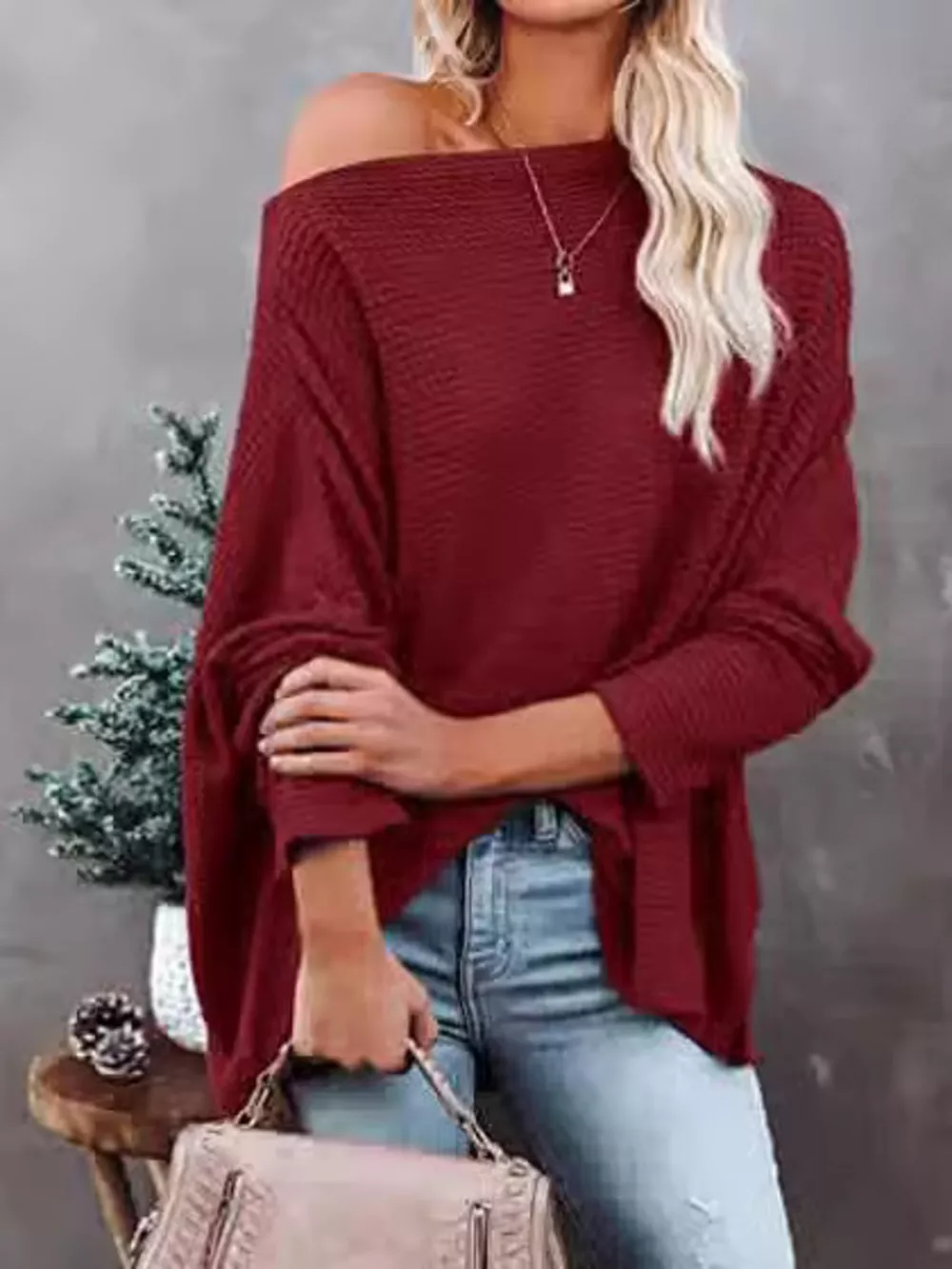 Waffle Knit Boat Neck T-Shirt, image 11