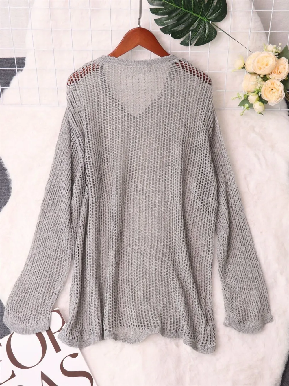 Openwork Relaxed Fit Knit Cover Up, image 9