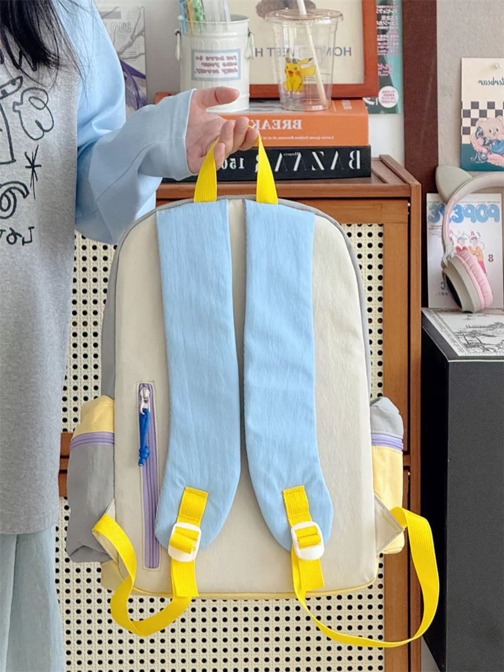 Color Block Lightweight Backpack Bag, image 4