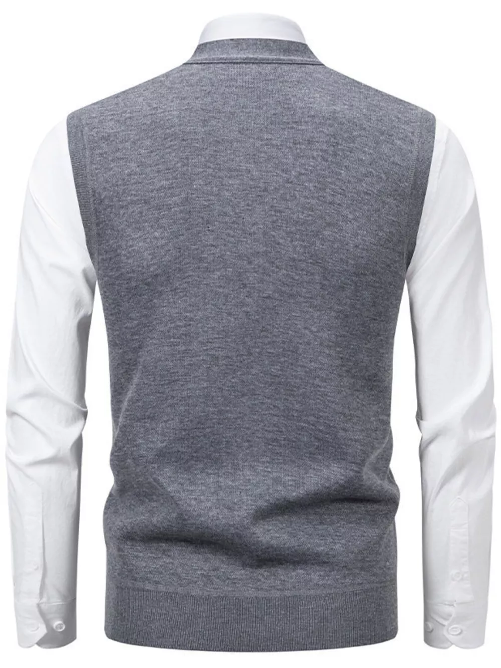 Men's Plus Size Argyle Pattern V-Neck Button-Down Cardigan Vest, image 8