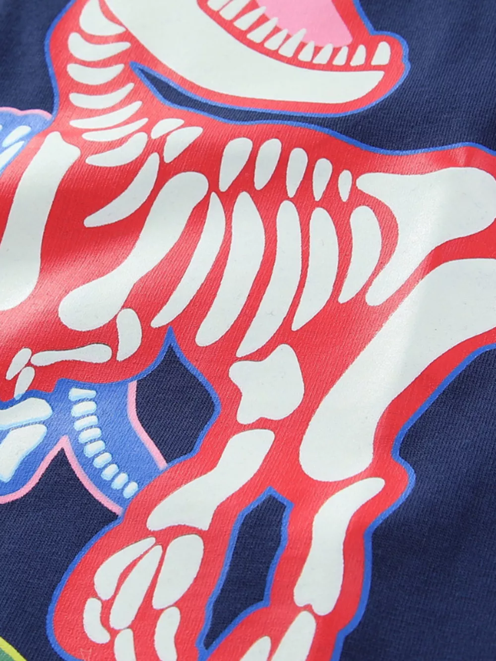 Children's Glow In The Dark Dinosaur Skeleton Graphic Crew Neck T-Shirt, image 2