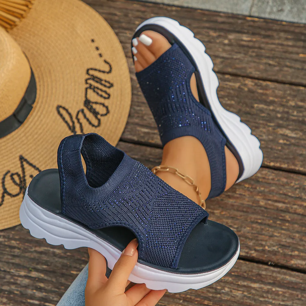 Mesh Open Toe Platform Sandals, image 5