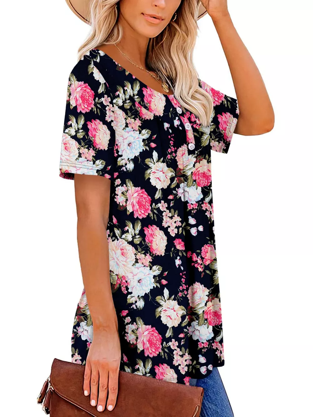 Plus Size Floral Print Short Sleeve T-Shirt, image 5