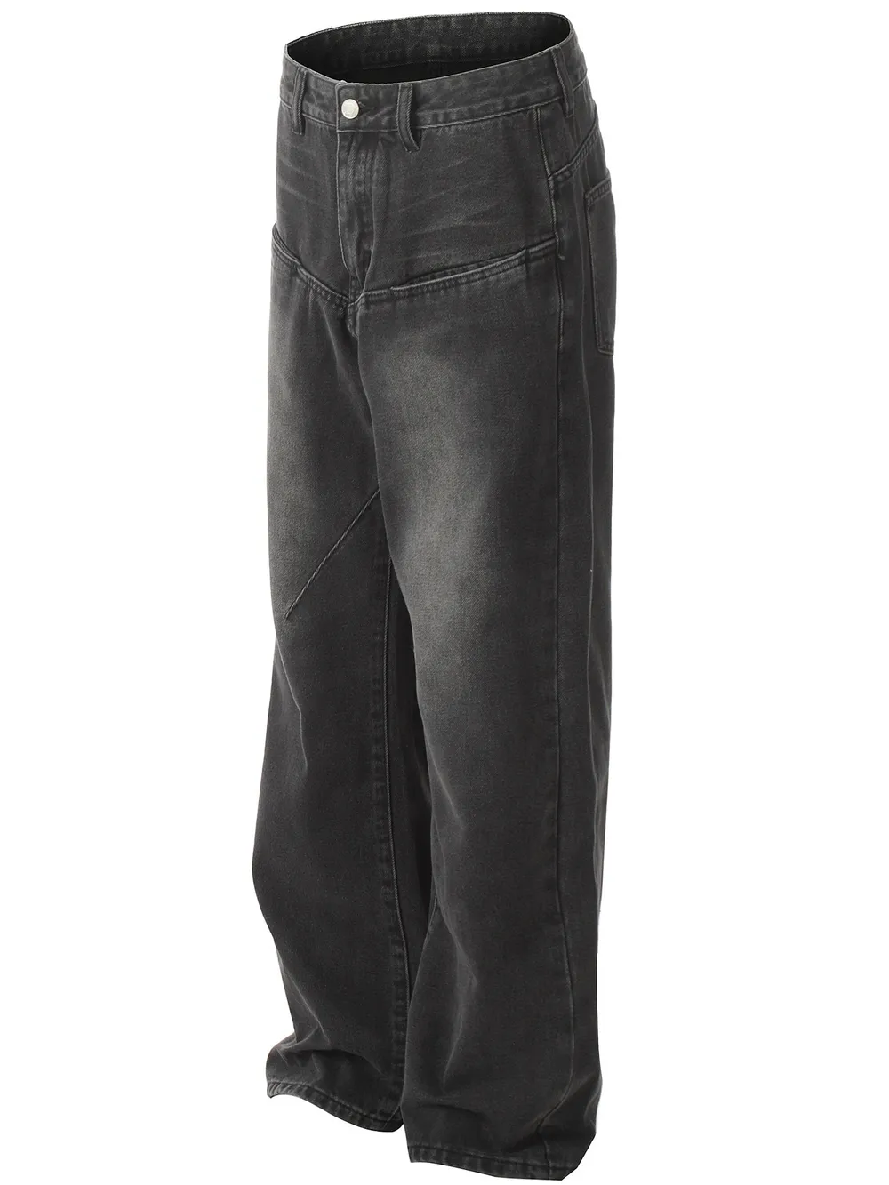 Men's Relaxed Fit Vintage Wash Wide Leg Jeans, image 2