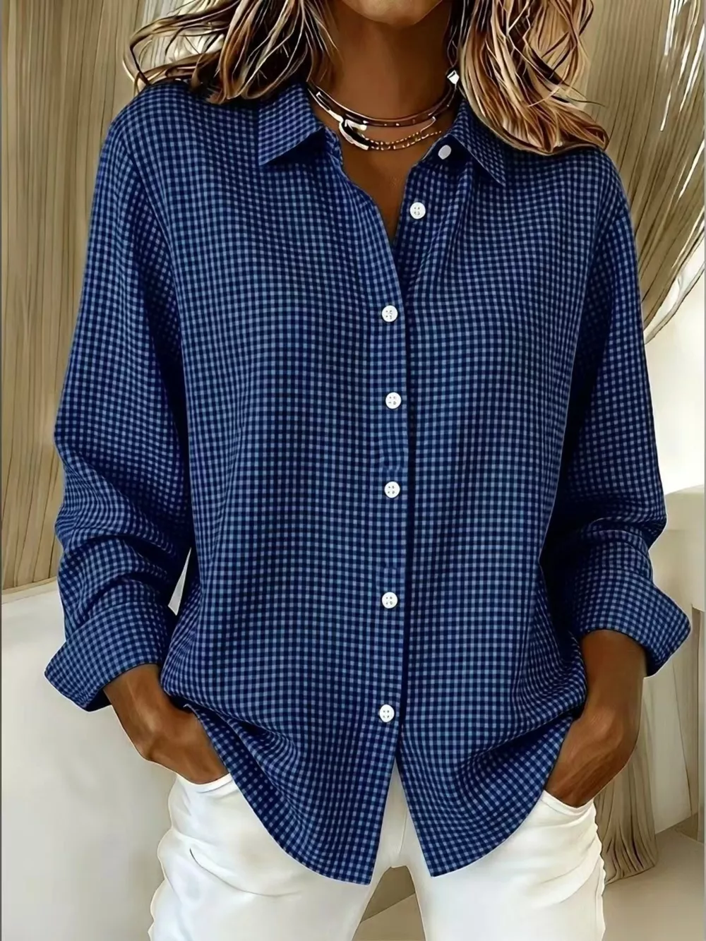 Full Size Plaid Button Up Long Sleeve Shirt Plus Size, image 17