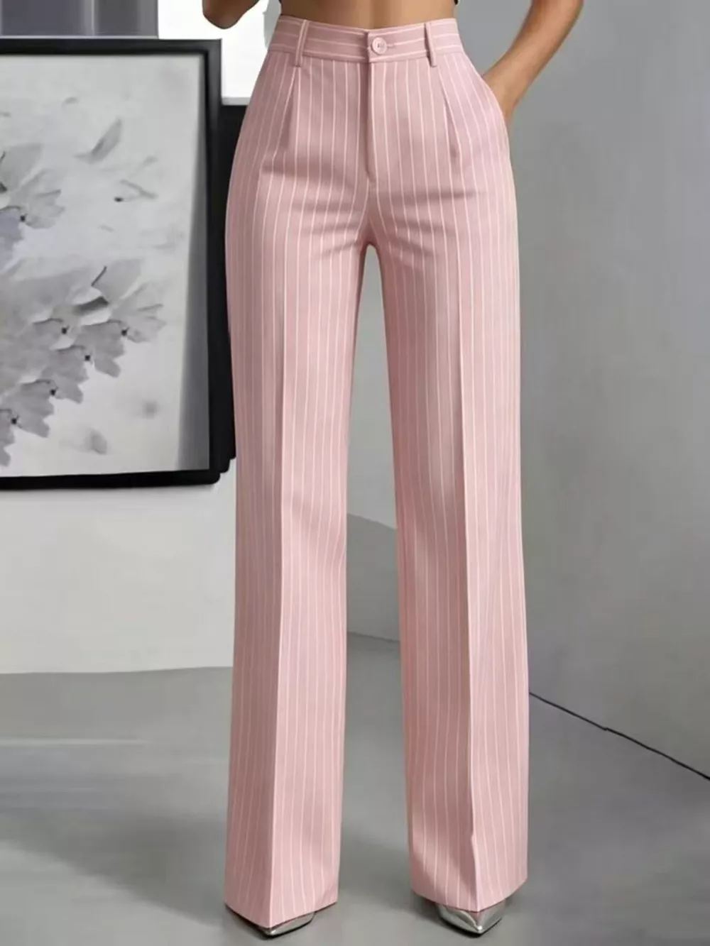 High-Waisted Striped Wide-Leg Pants, image 13