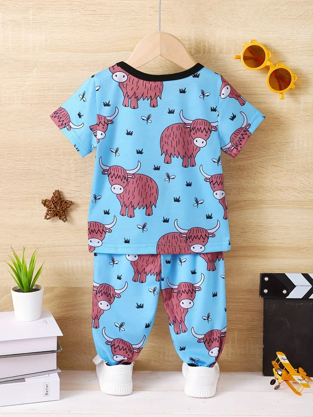 Children's Highland Cow Print Pajama Set, image 5
