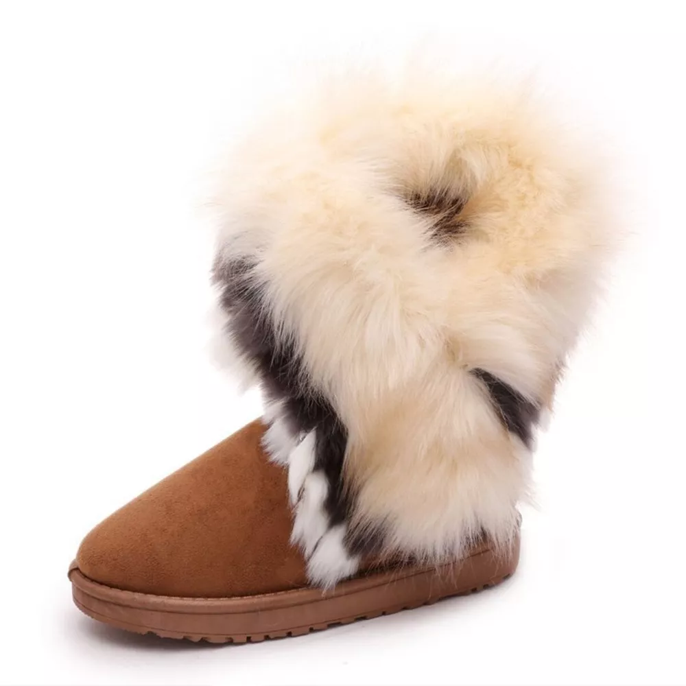 Fluffy Fur Cuff Round Toe Boots, image 9