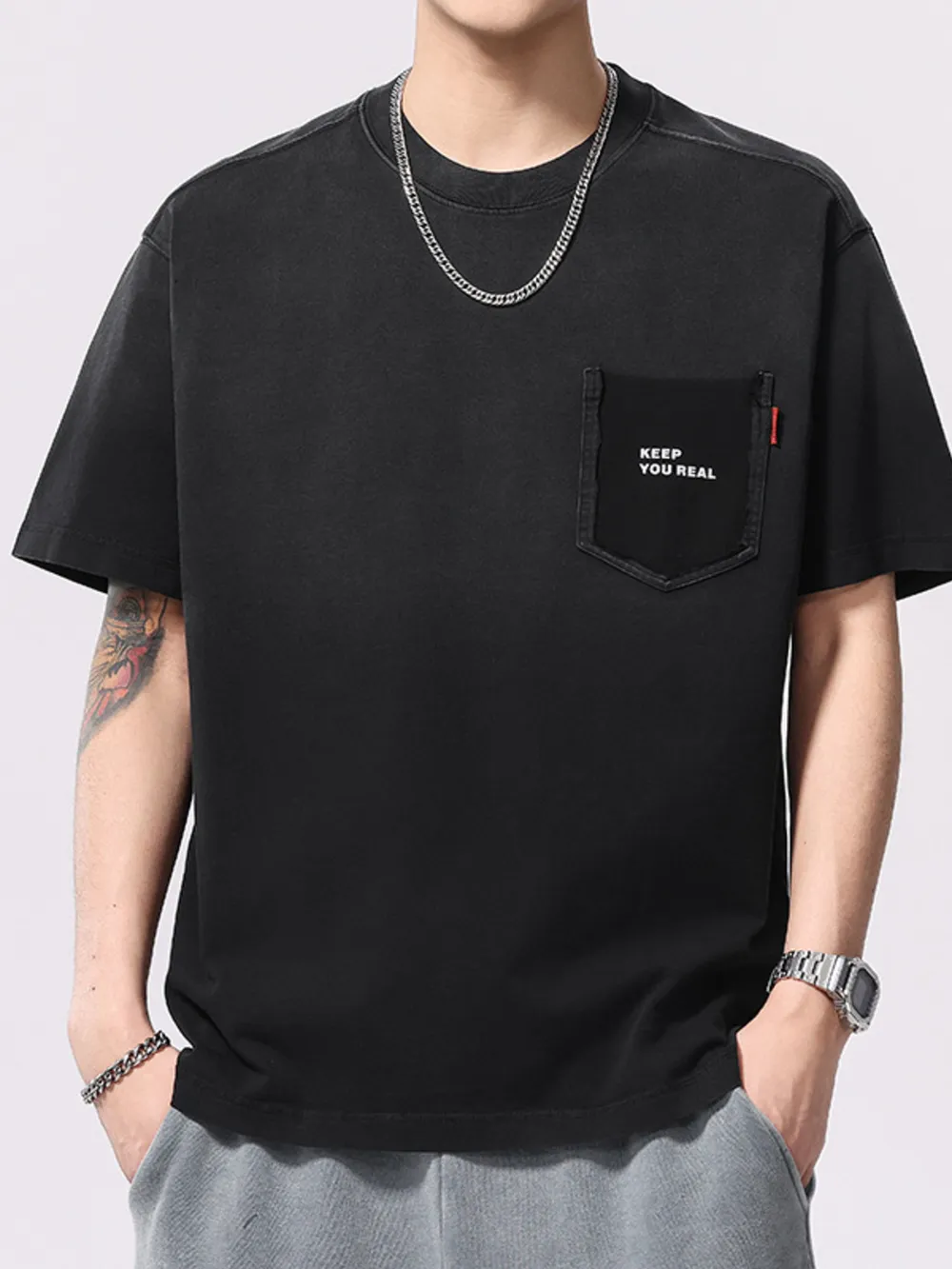 Men's Plus Size Round Neck Short Sleeve T-Shirt