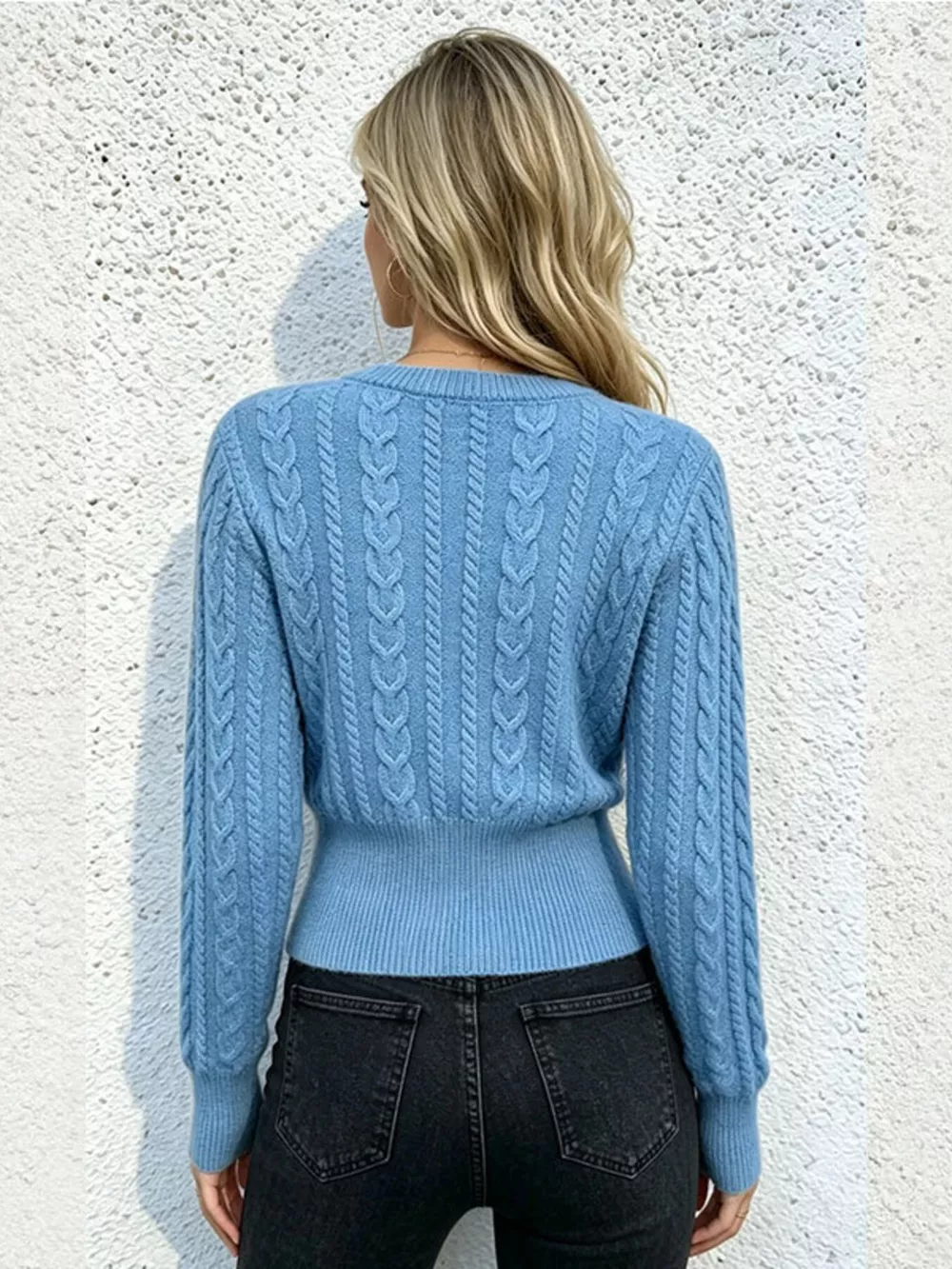 Cable Knit Zipper Detail Sweater, image 6