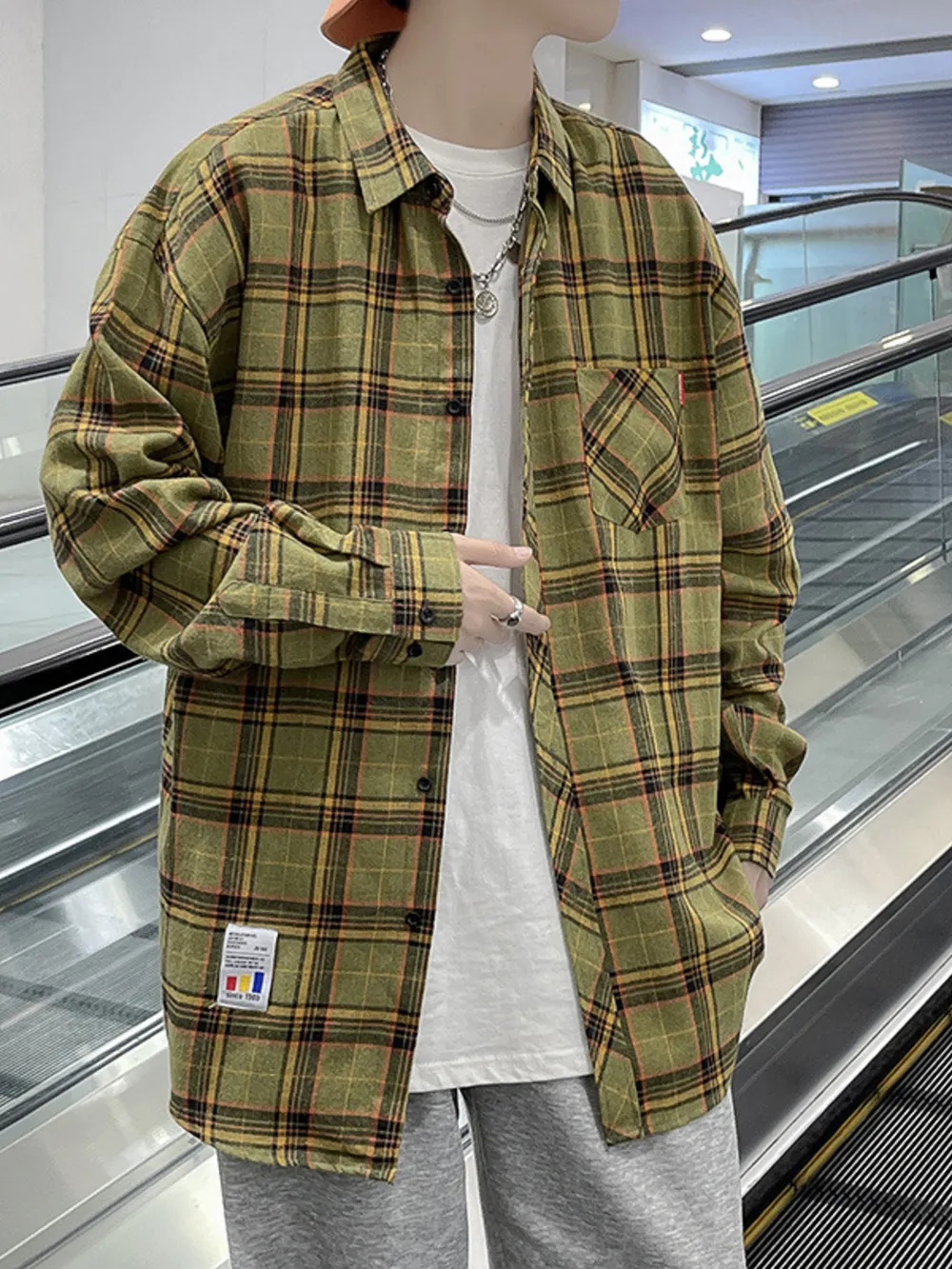 Men's Plus Size Plaid Long Sleeve Shirt, image 6