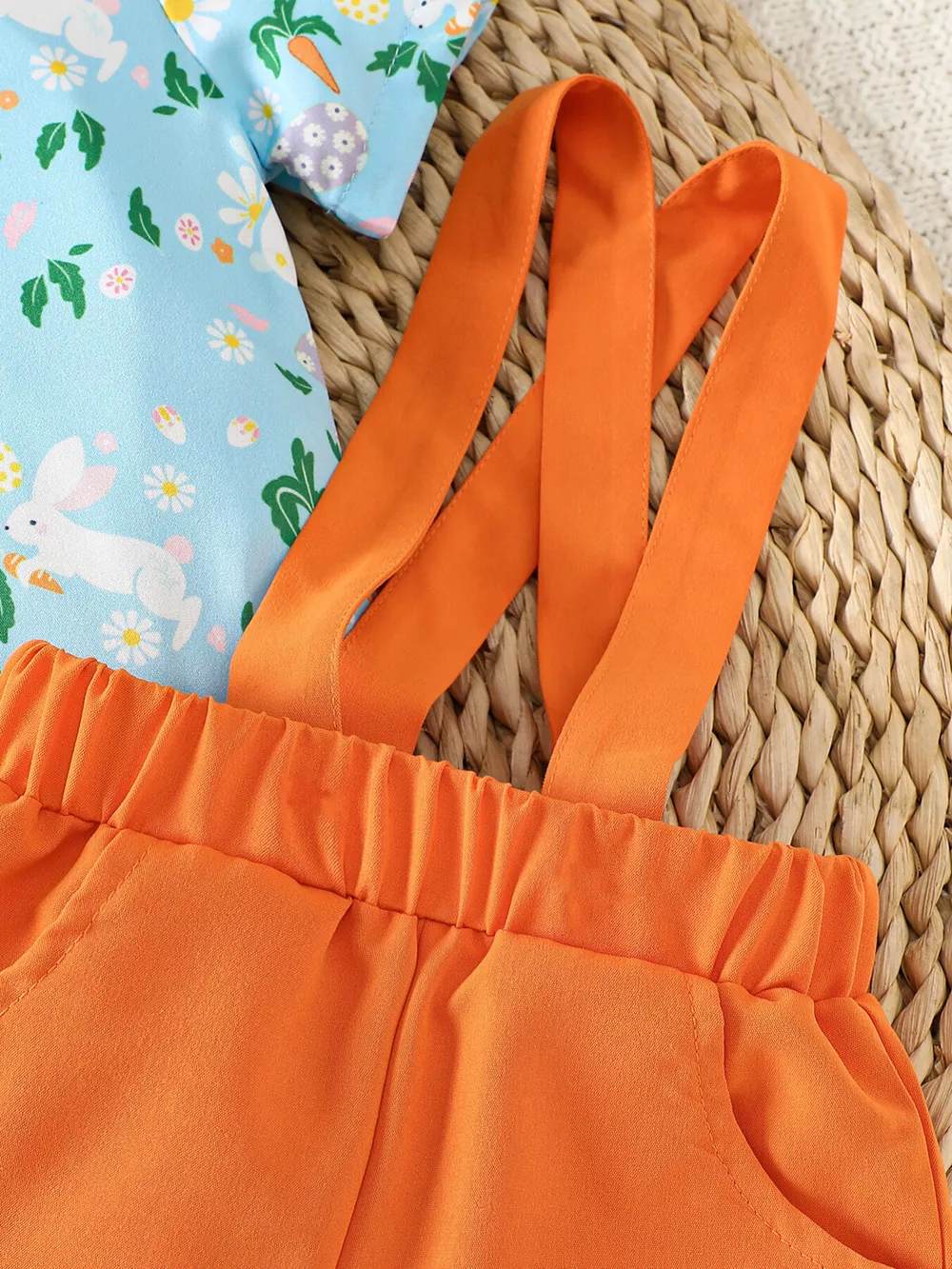 Children's Bunny Print Bodysuit & Suspender Shorts Set, image 4