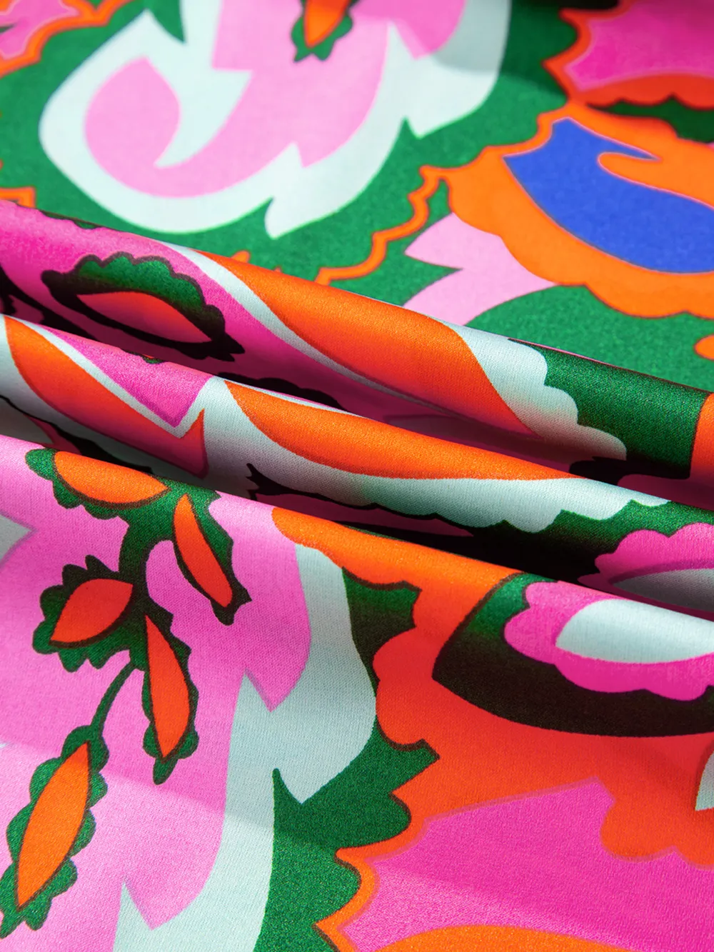 Tropical Print Short Sleeve Tie Neck Blouse, image 6
