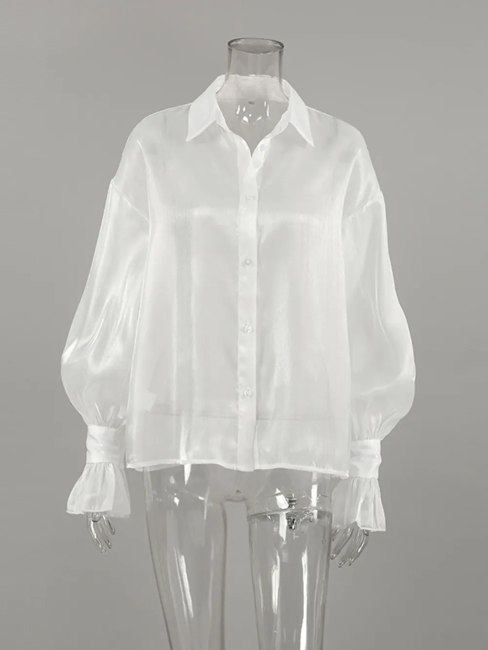 Button Up Flounce Sleeve Shirt, image 7