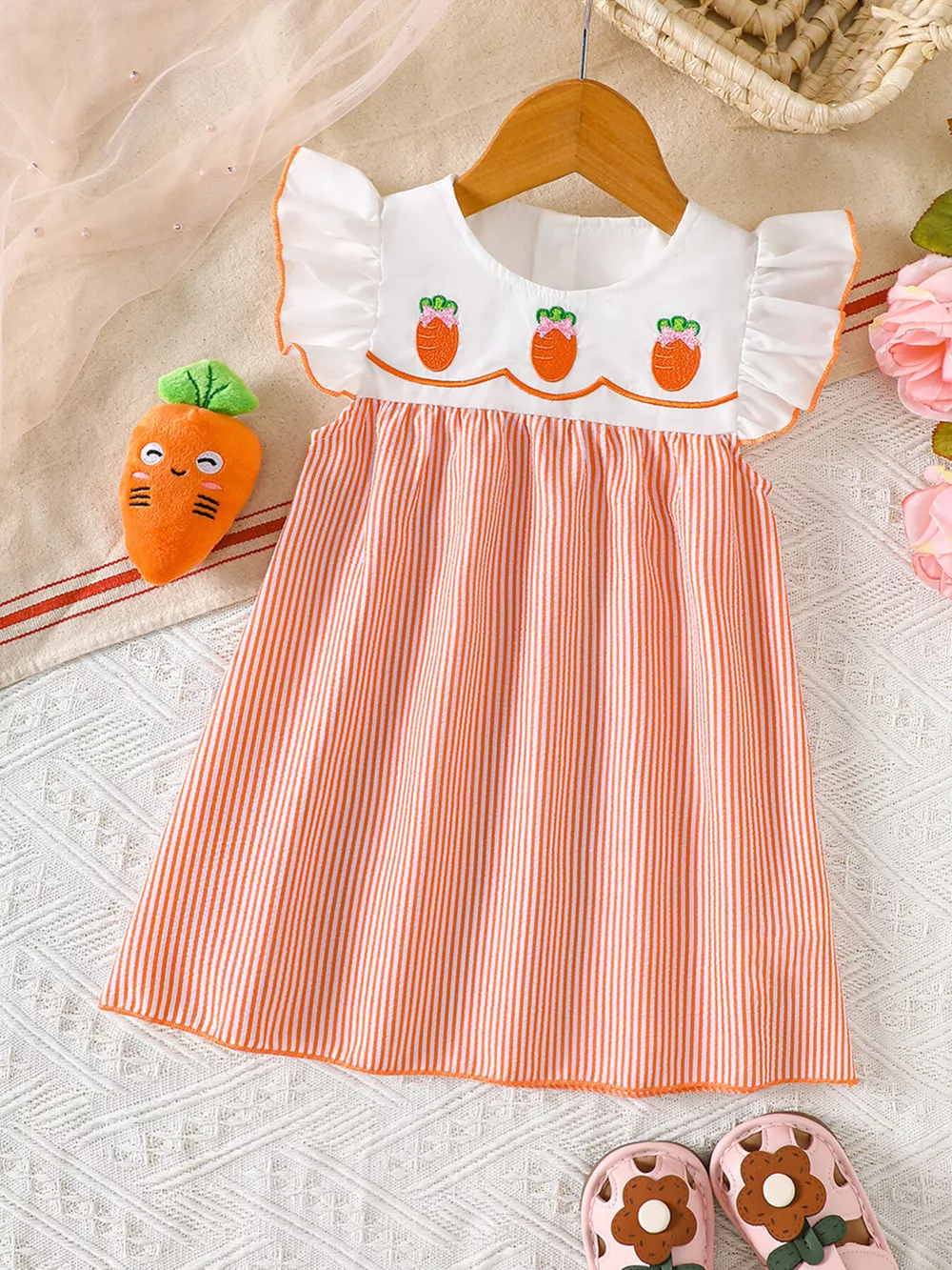 Children's Embroidered Striped Dress, image 6