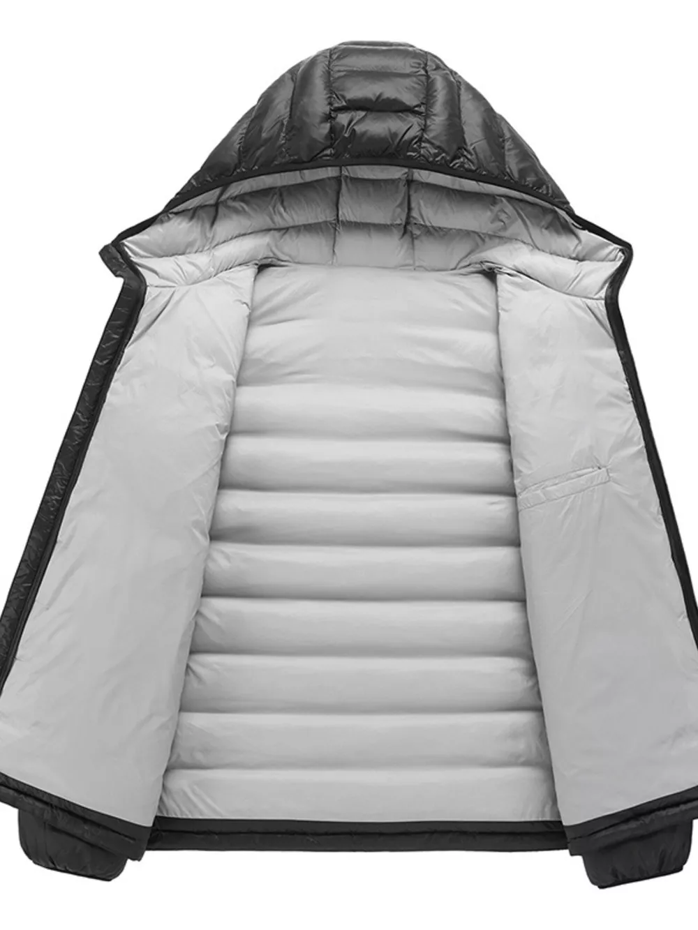 Men's Plus Size Zip Up Hooded Contrast Puffer Jacket, image 2