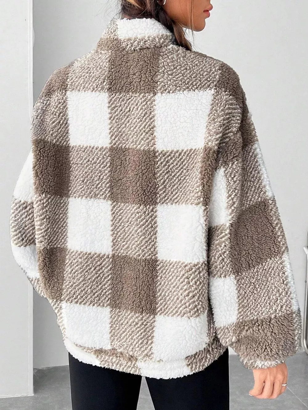 Full Size Plaid Sherpa Long Sleeve Sweatshirt Plus Size, image 11