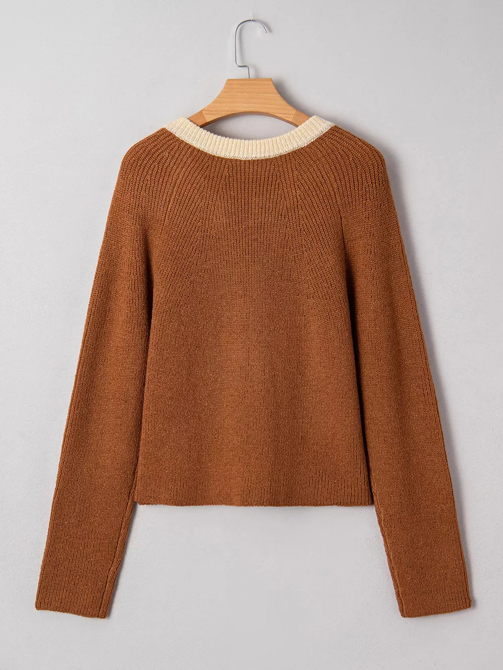 Contrast Knit V Neckline Cardigan, image 4