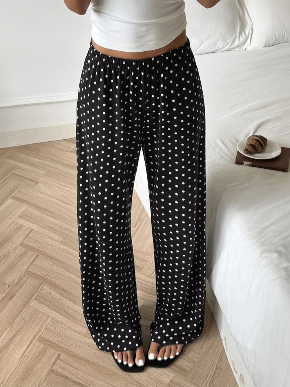 Polka Dot Wide-Leg Pants, image 3