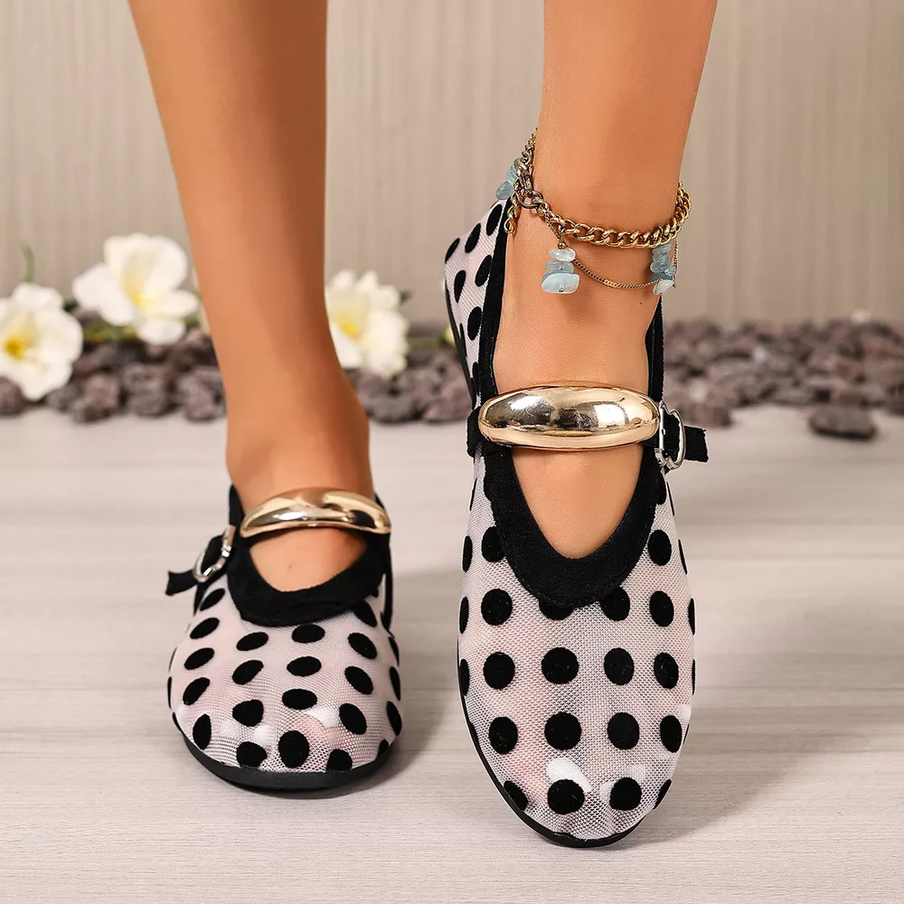 Polka Dot Mesh Slip-Ons, image 3