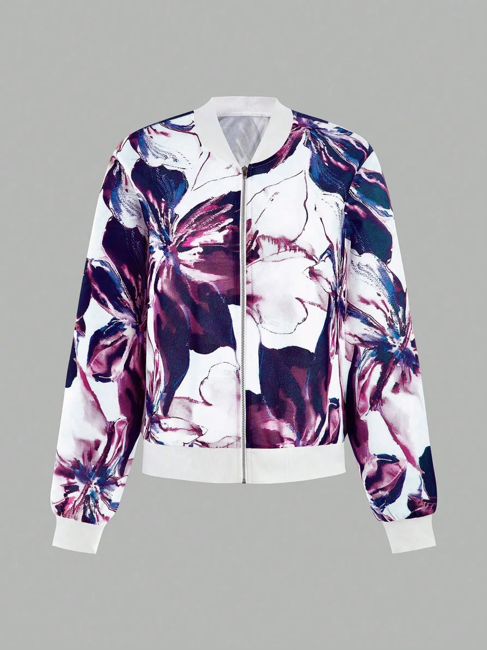 Printed Zip Up Long Sleeve Jacket, image 5