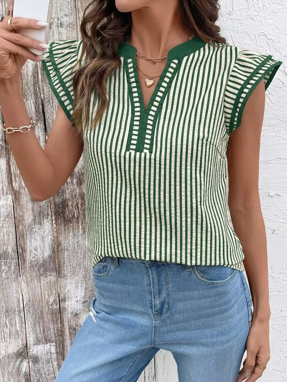 Striped Ruffle Sleeve Blouse, image 18