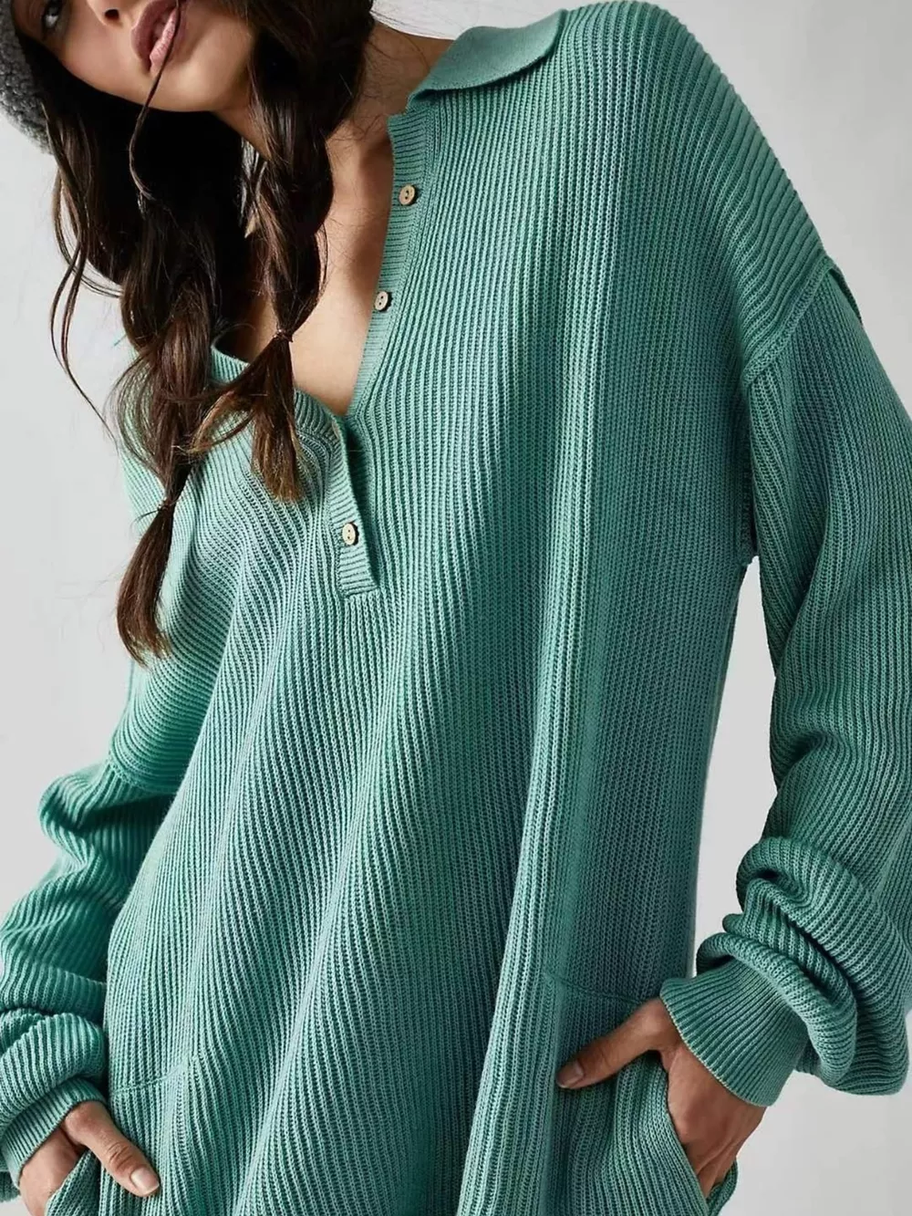 Ribbed Knit Long Sleeve Romper, image 11