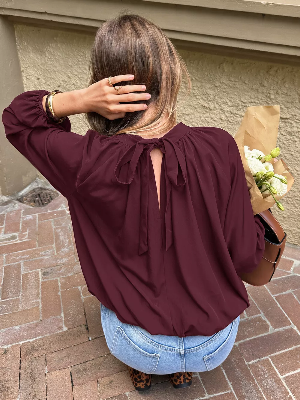 Tie Back Balloon Sleeve Blouse, image 6