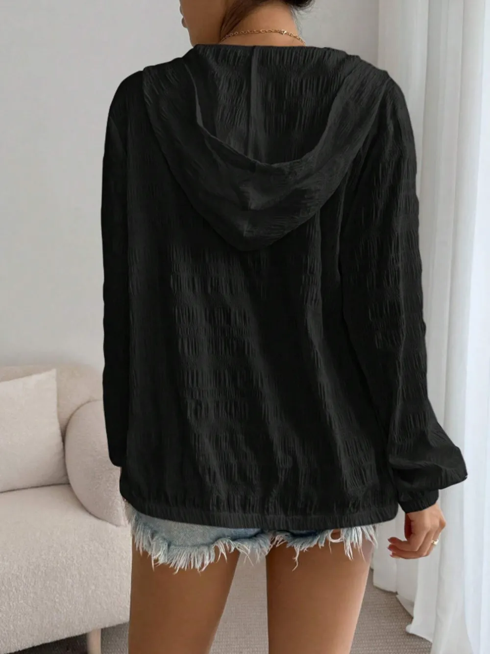 Zip Up Long Sleeve Hooded Outerwear, image 8