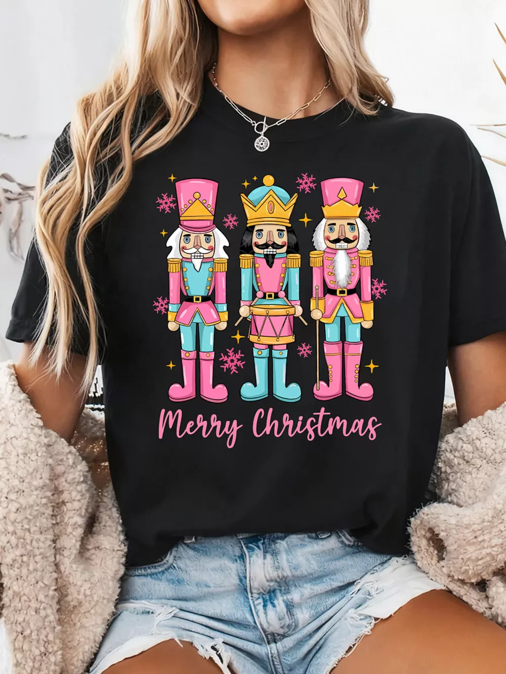 Merry Christmas Nutcracker Doll Printed T Shirt, image 4
