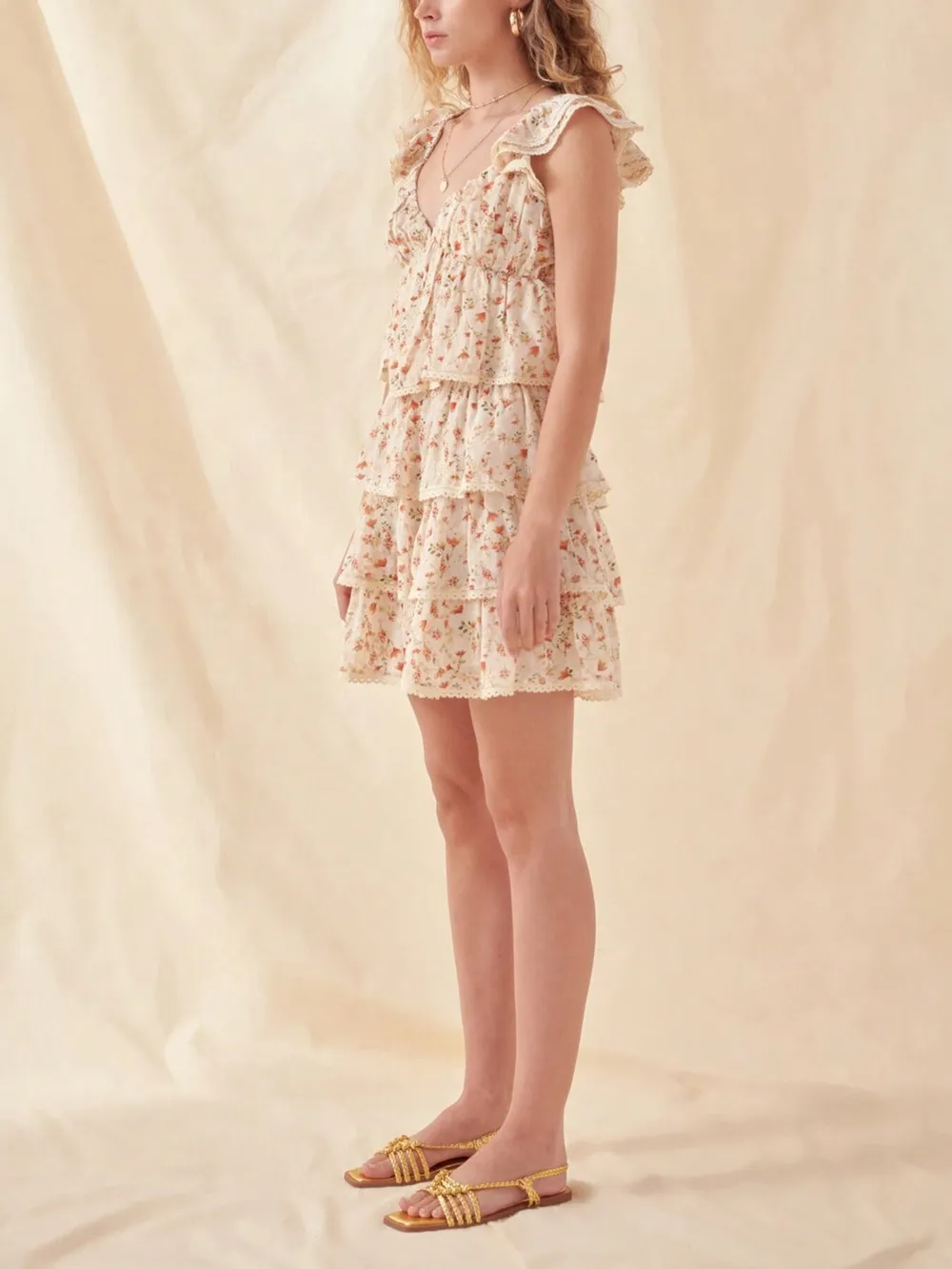 Floral Layered Ruffle Mini Skirt, image 4